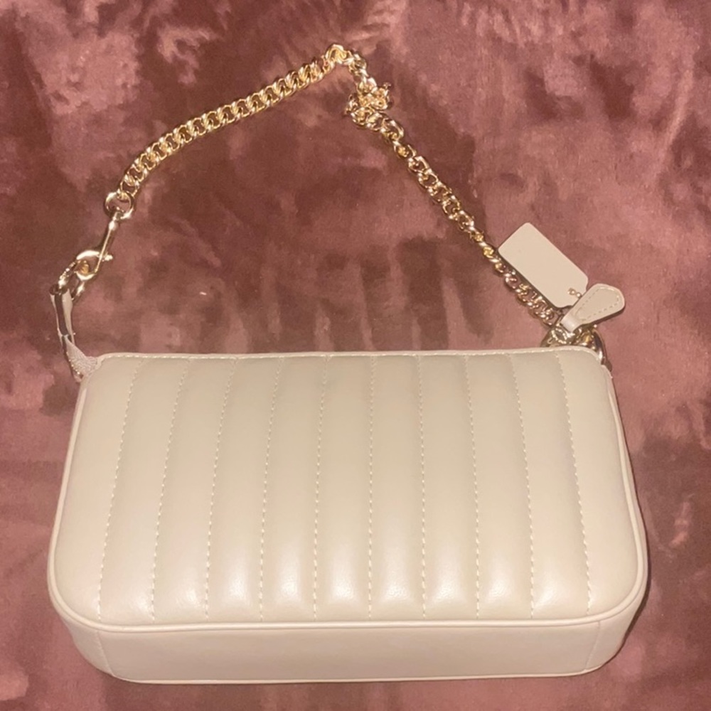 Taupe Quilted Coach Wristlet 19